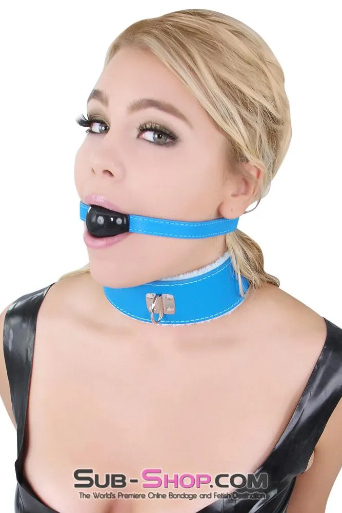 0527MQ      Tantric Blue Fur Lined Bondage Collar with Matching Leash