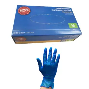 500Pcs Premium Vinyl Disposable Gloves Blue Powdered Powder Free Medium / Large