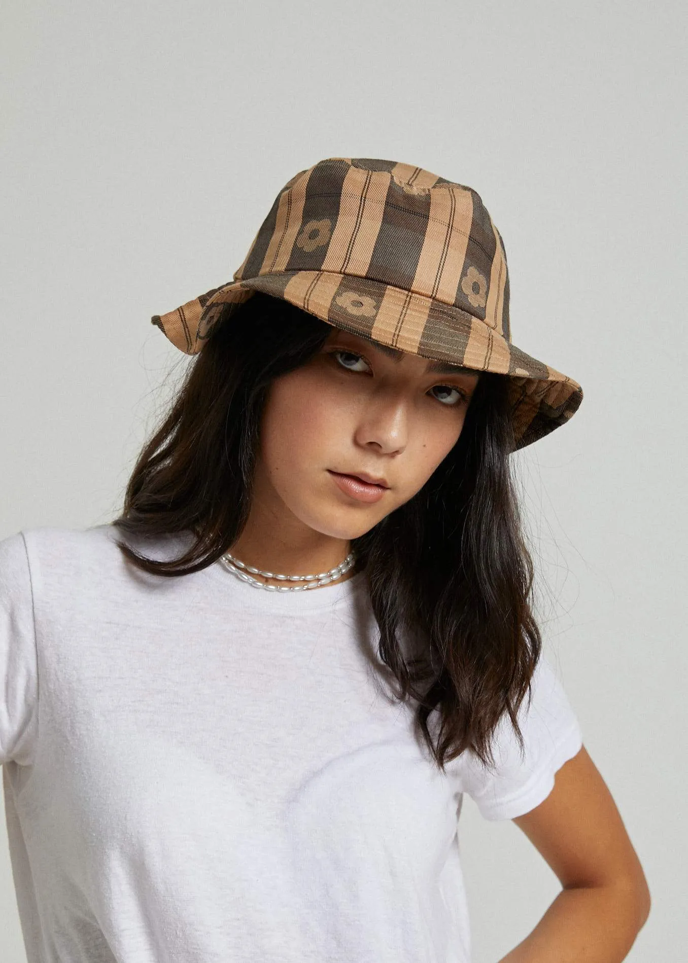 Afends Unisex Poppy Check - Bucket Hat - Black & Tan