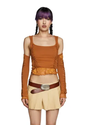 Alternative Spells Top And Gloves Set - Brown