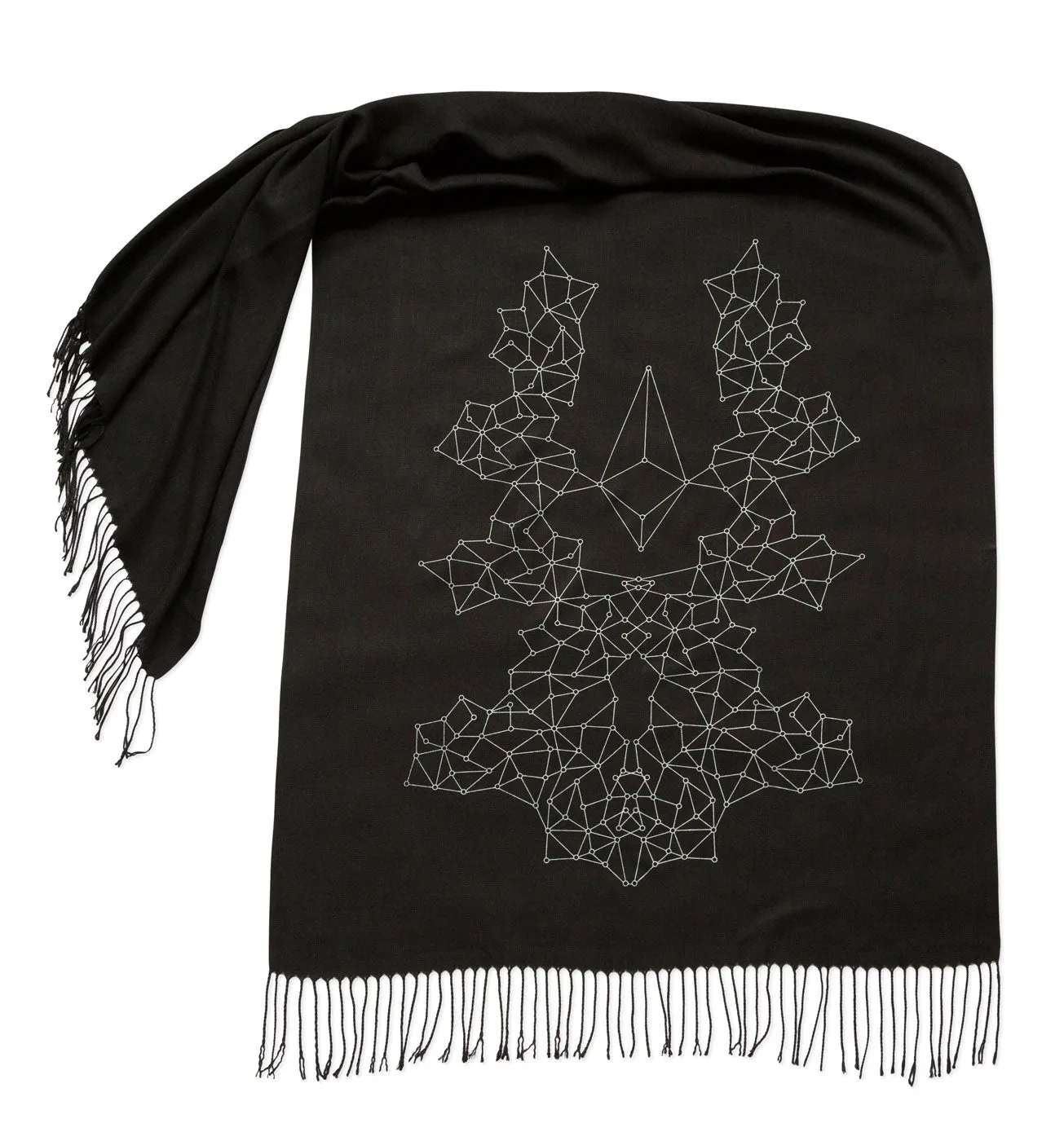 Blockchain Scarf, Distributed Network Visualization Linen-Weave Pashmina