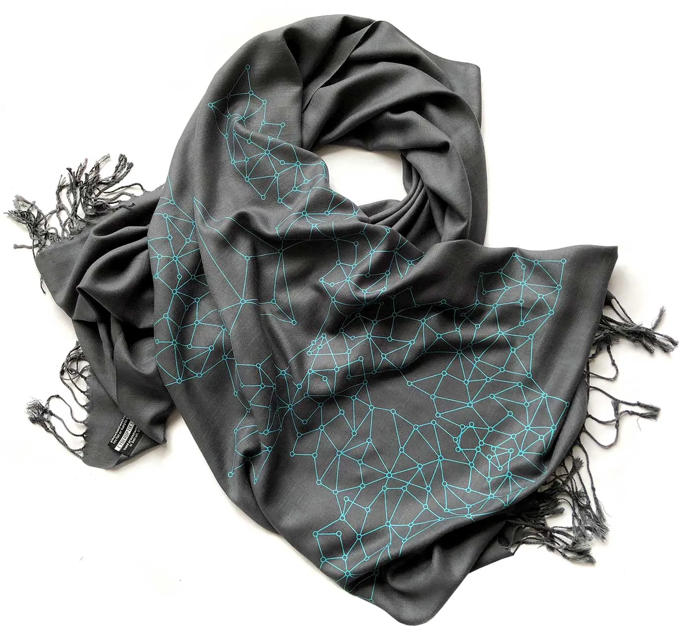 Blockchain Scarf, Distributed Network Visualization Linen-Weave Pashmina