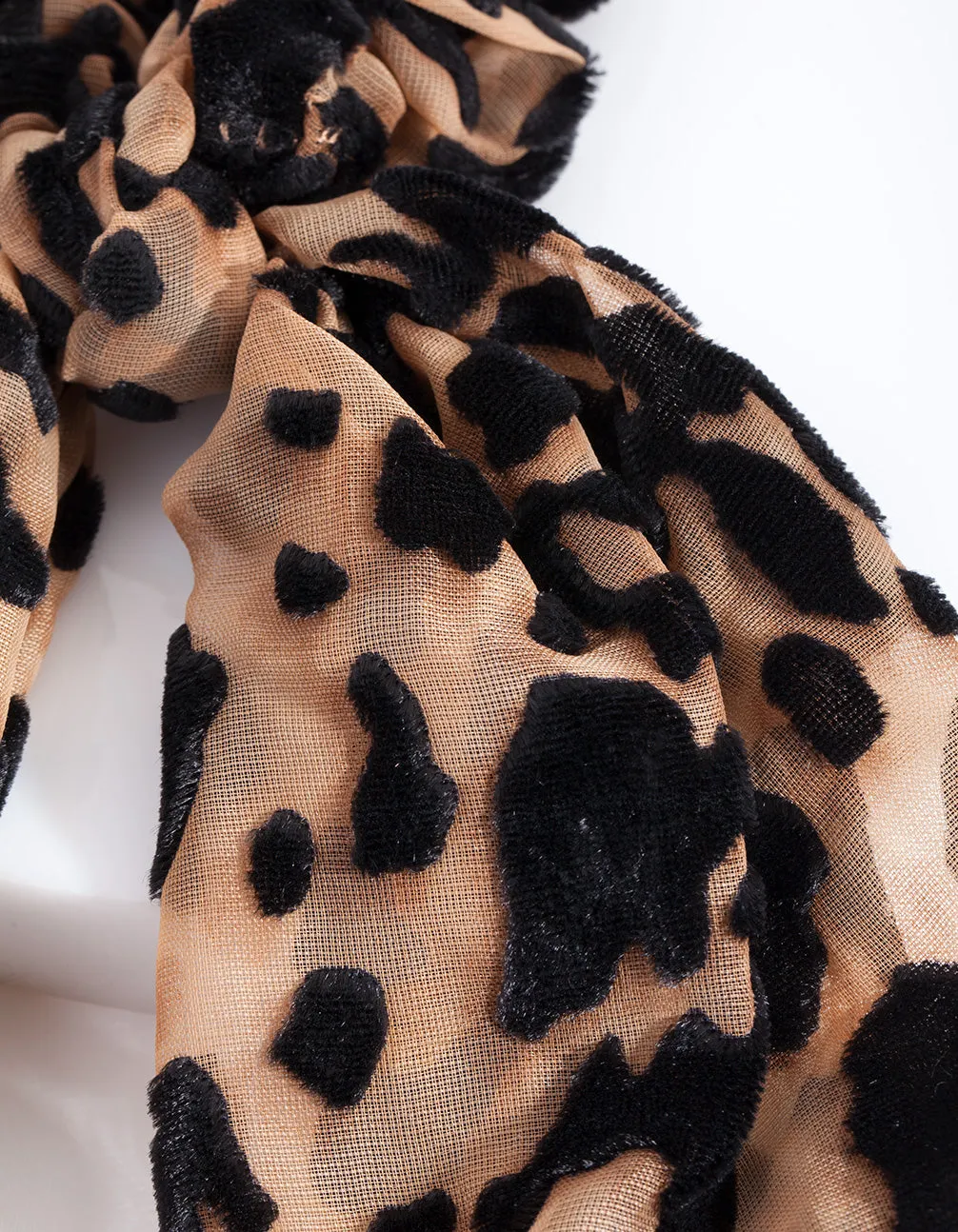 Brown Leopard Scrunchie Scarf