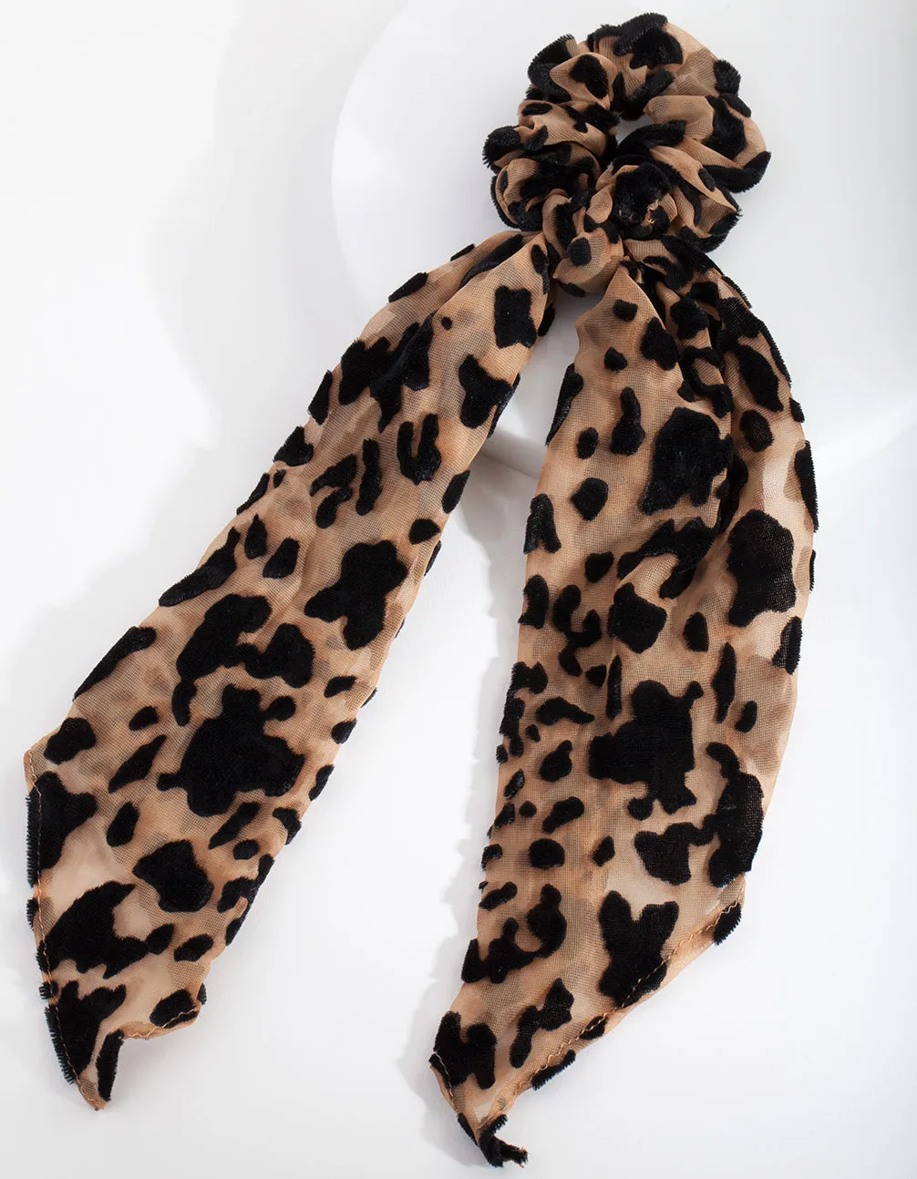 Brown Leopard Scrunchie Scarf