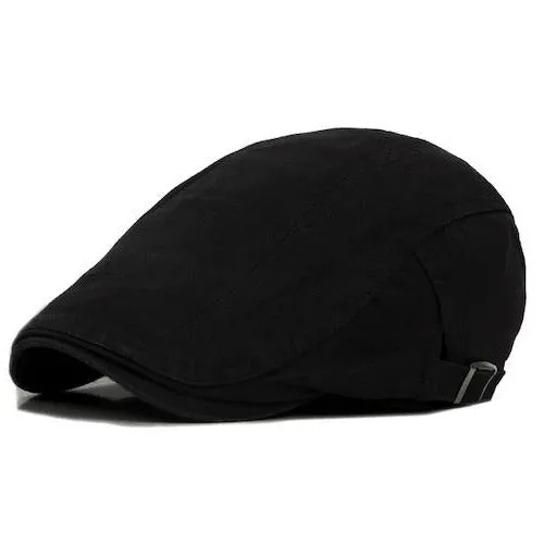 Classy Men Black Cotton Flat Cap