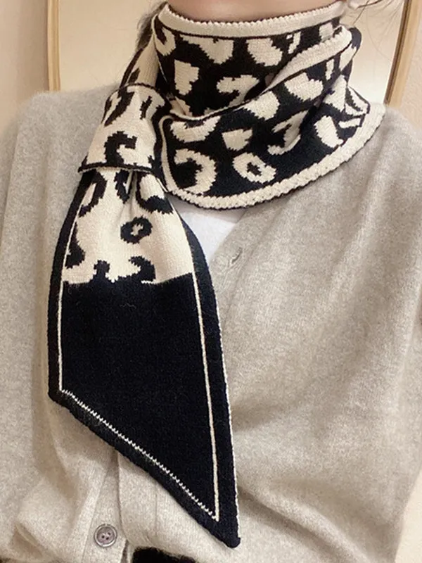 Contrast Color Keep Warm Leopard Velvet Scarf