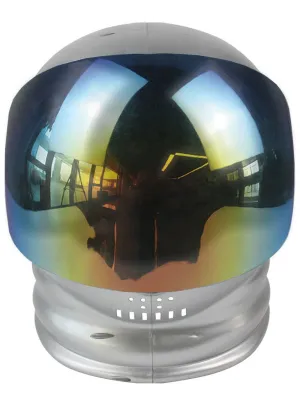 Deluxe Silver Astronaut Costume Helmet with Rainbow Visor