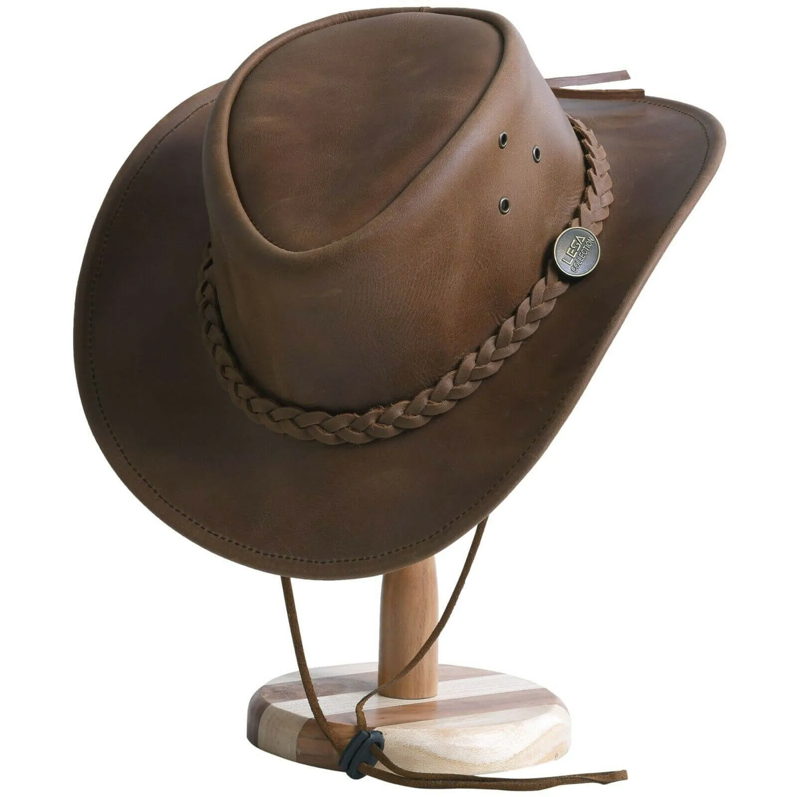 Genuine Leather Wide Brim Cowboy Aussie Style Western Outback Hat Men's & women