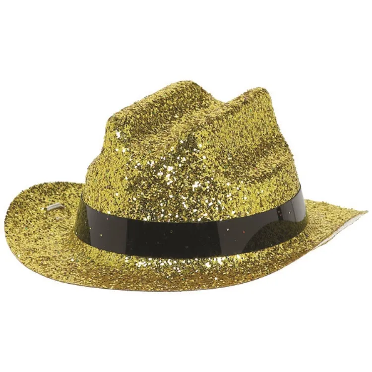 Gold Mini Glitter Cowboy Hat