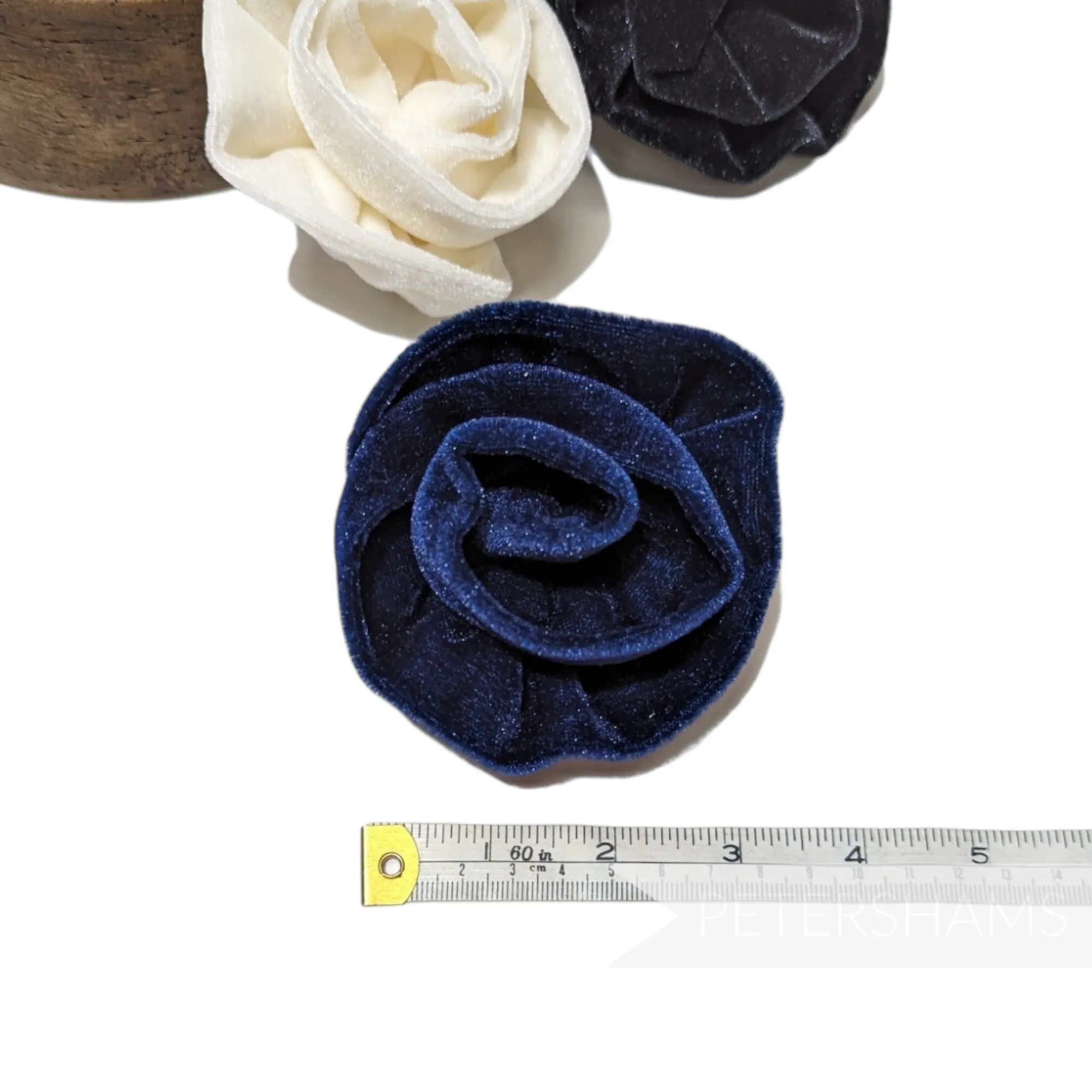 'Jane' Swirled Stretch Velvet Rose Brooch