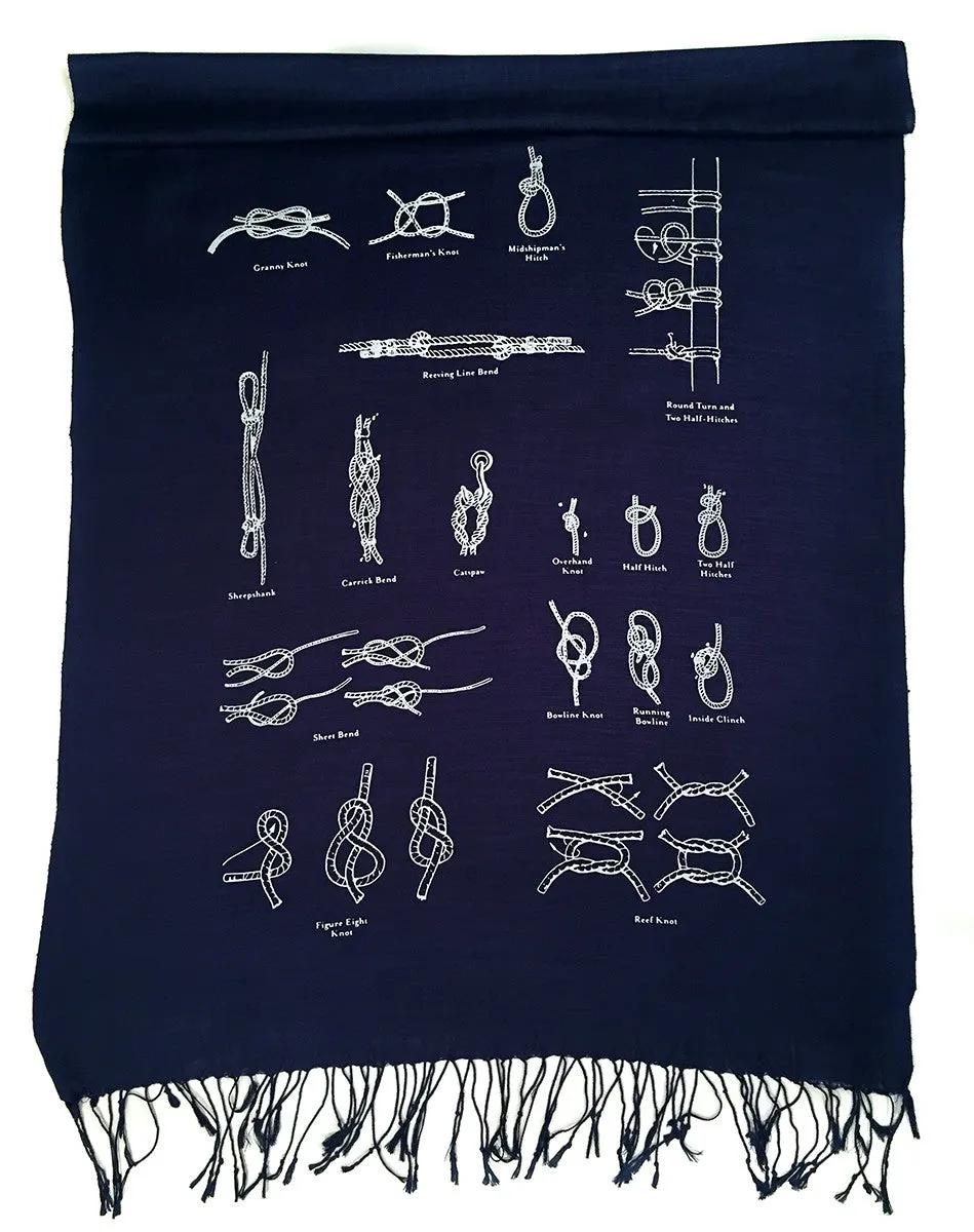 Knot Tying Diagram scarf. Sailor Knots linen-weave pashmina