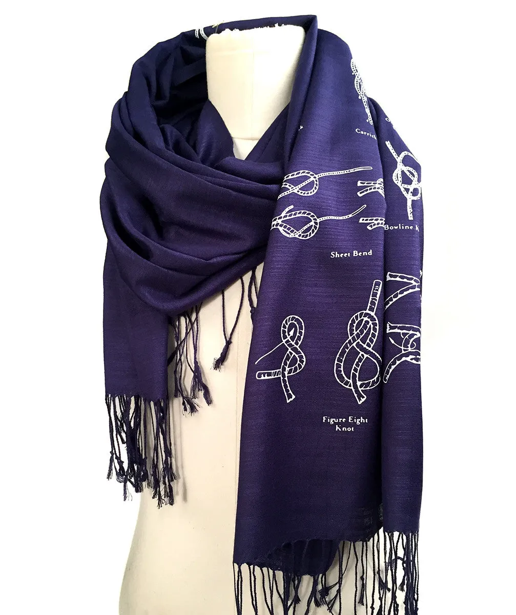 Knot Tying Diagram scarf. Sailor Knots linen-weave pashmina