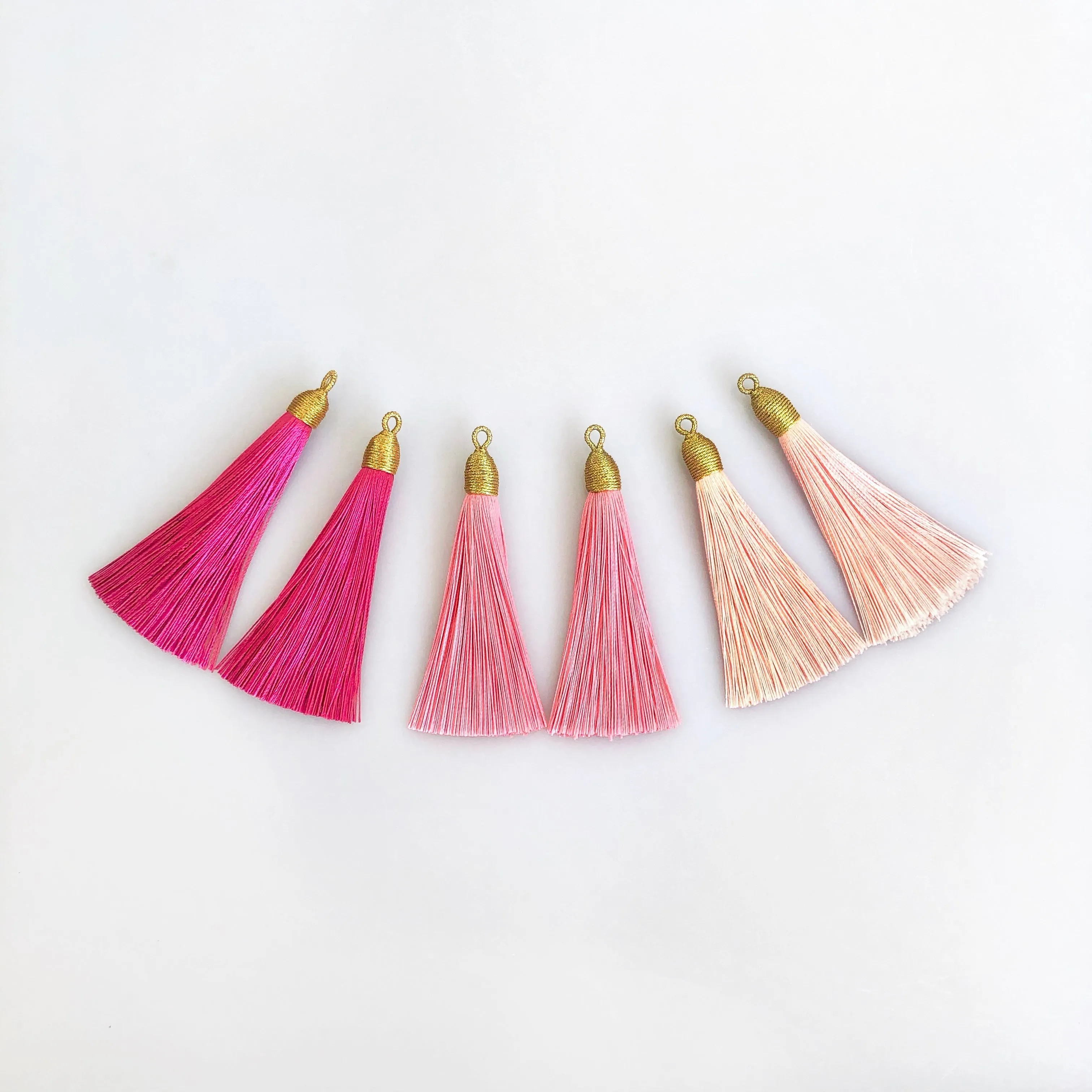 Large Baroque Pearl Deep Pink Silk Tassel Earrings