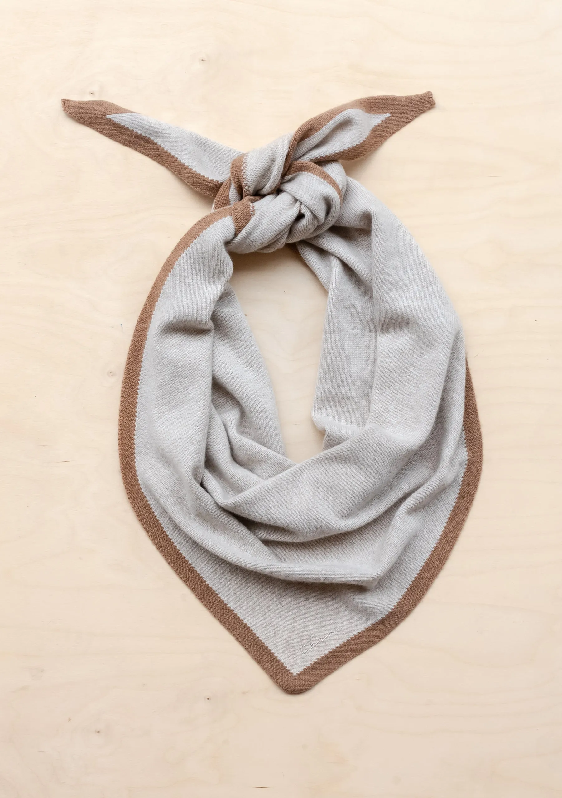 Large Merino Triangle Scarf in Oatmeal & Camel