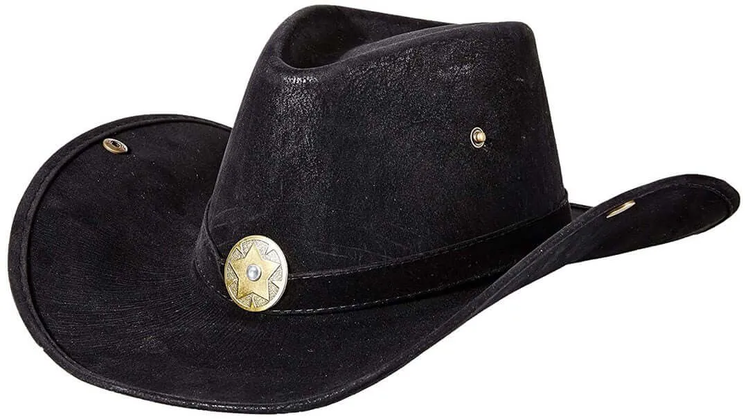 Leatherlike Cowhand Hat - Black