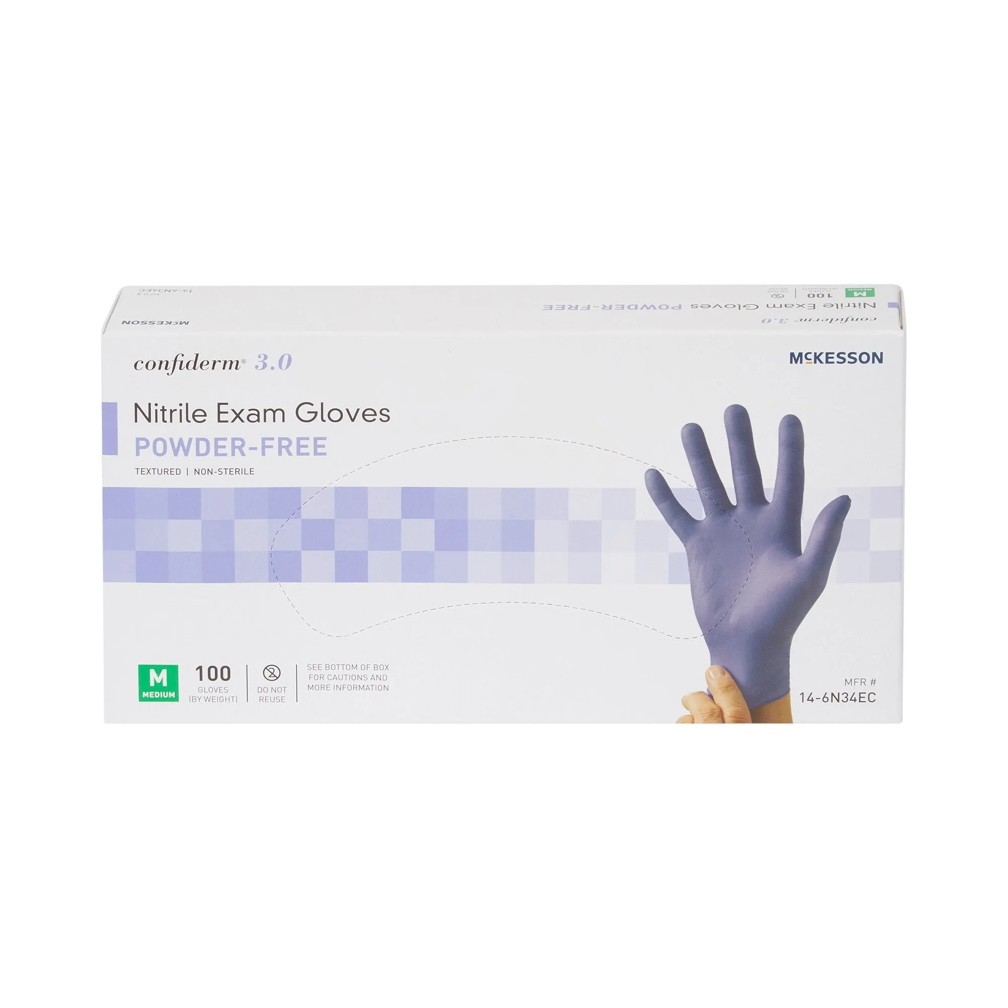 McKesson Confiderm® 3.0 Nitrile Exam Glove, Powder-Free, Medium, Blue