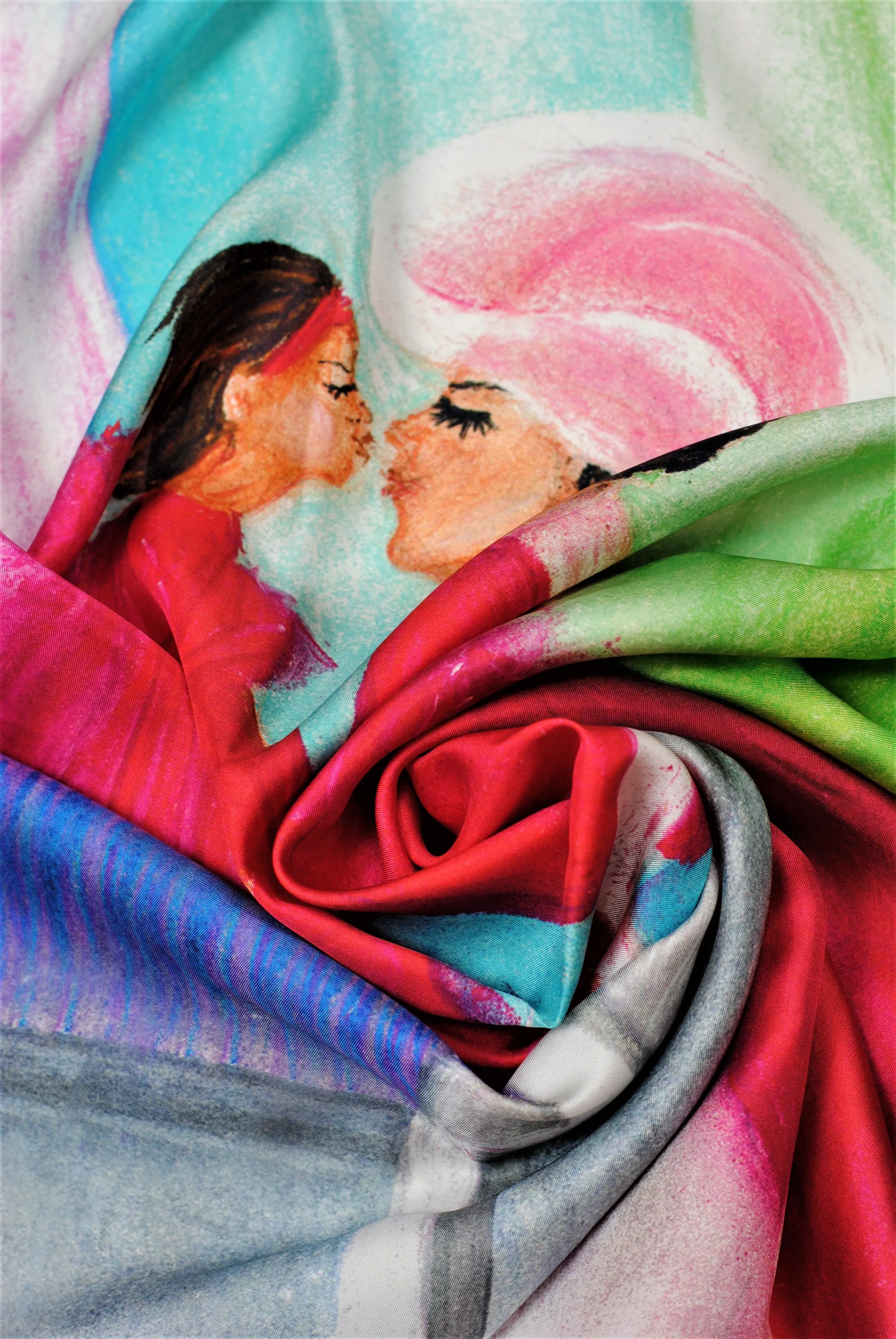 MOM & DAUGHTER LOVE STORY 100% Silk Art-A-Porte Scarf