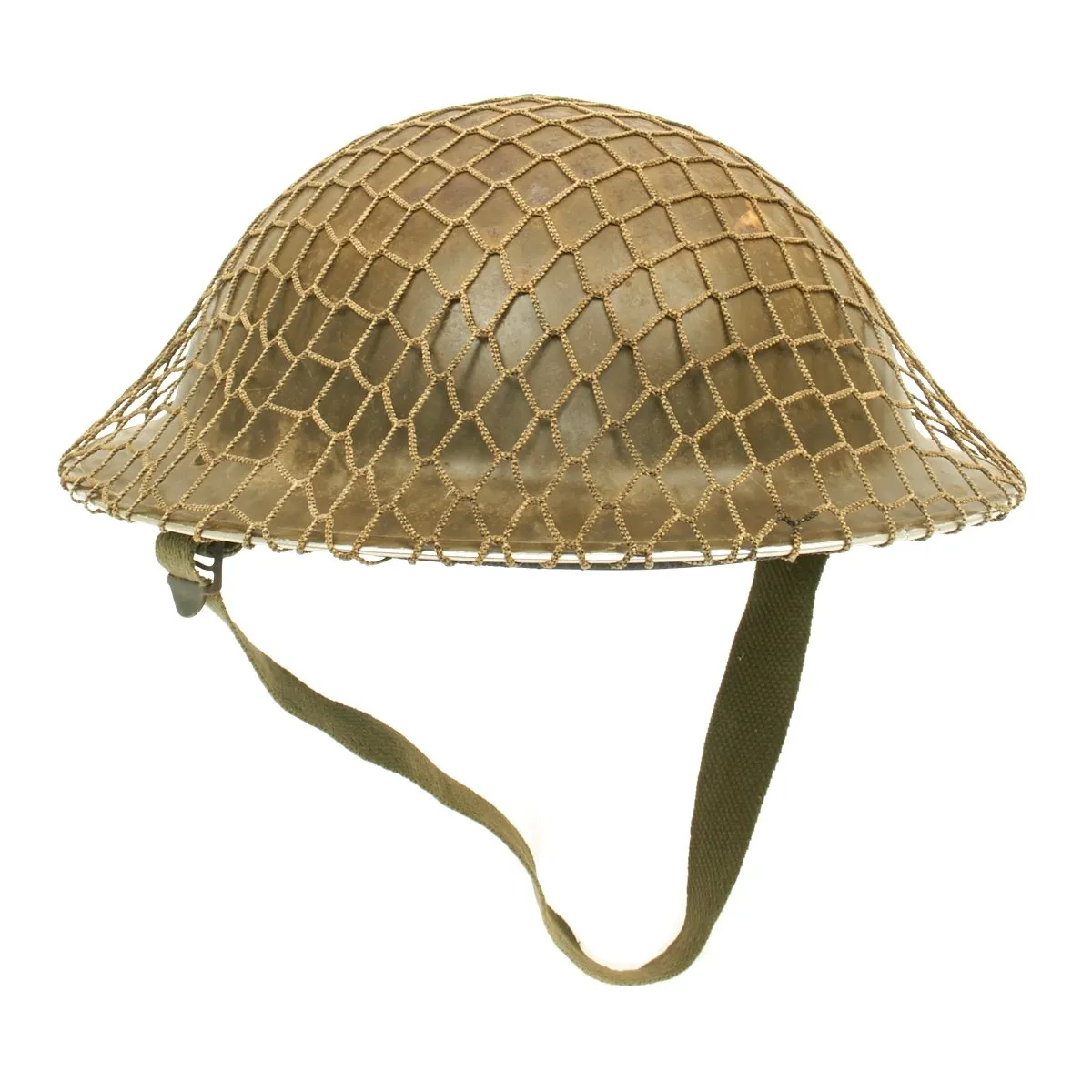 Original Canadian WWII Brodie MkII Steel Helmet with Net by Canadian Lamp Co. with size 7 3/4 liner - Dated 1942