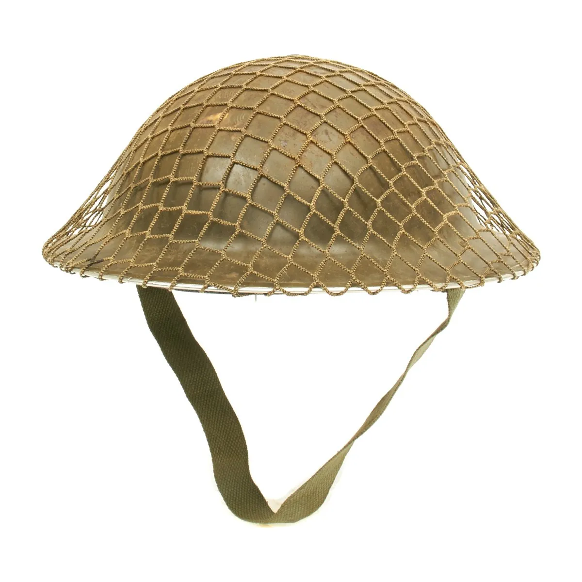 Original Canadian WWII Brodie MkII Steel Helmet with Net by Canadian Lamp Co. with size 7 3/4 liner - Dated 1942