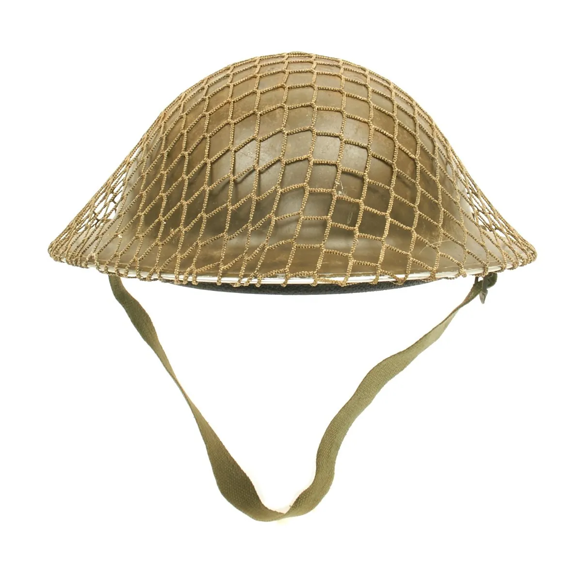 Original Canadian WWII Brodie MkII Steel Helmet with Net by Canadian Lamp Co. with size 7 3/4 liner - Dated 1942