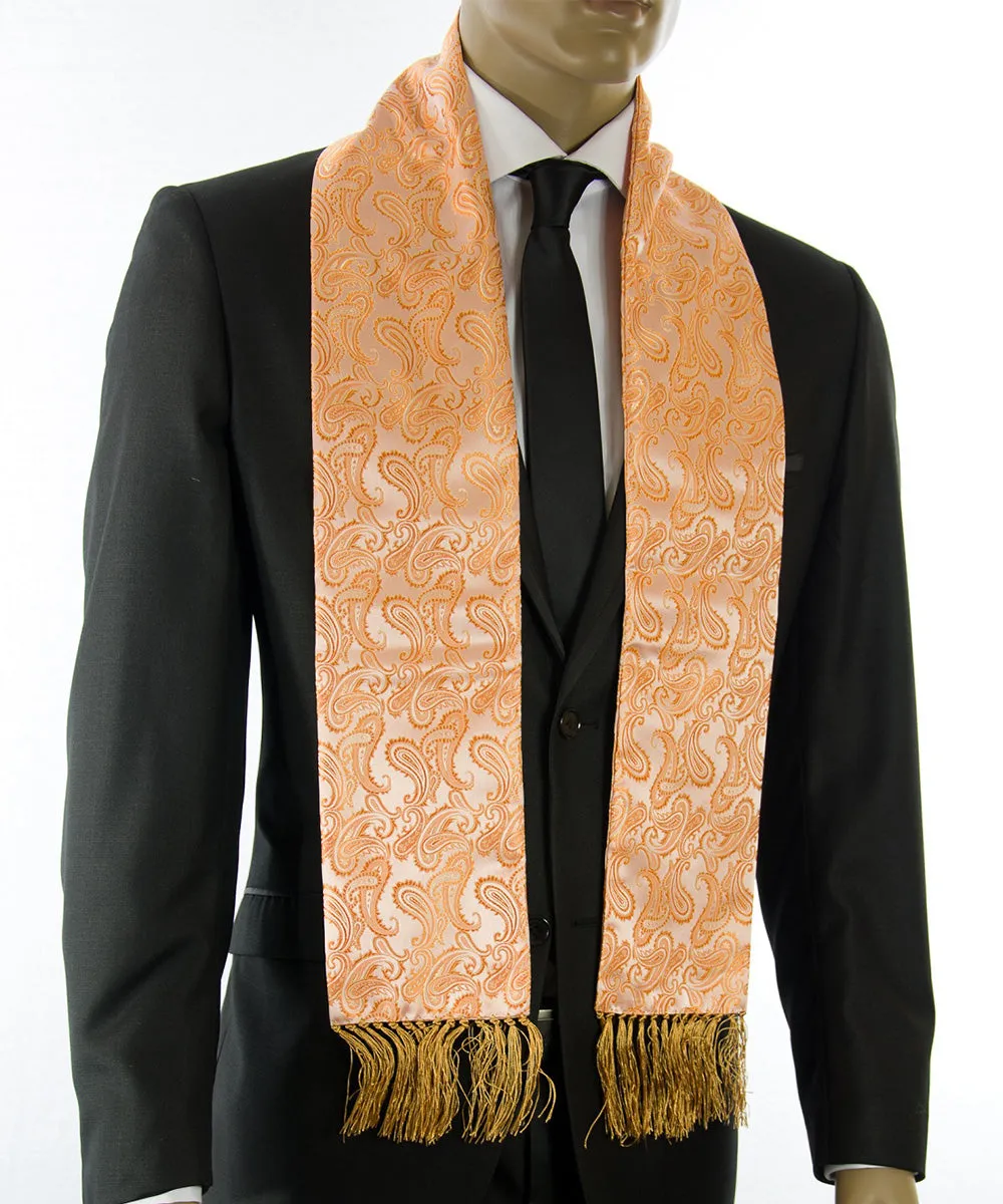 Peach Cobbler Orange Paisley Men's Tuxedo Scarf