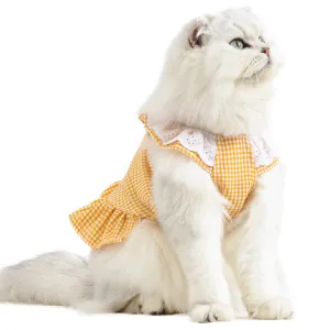 Pet Cat Skirt Summer Breathable White Lace Collar