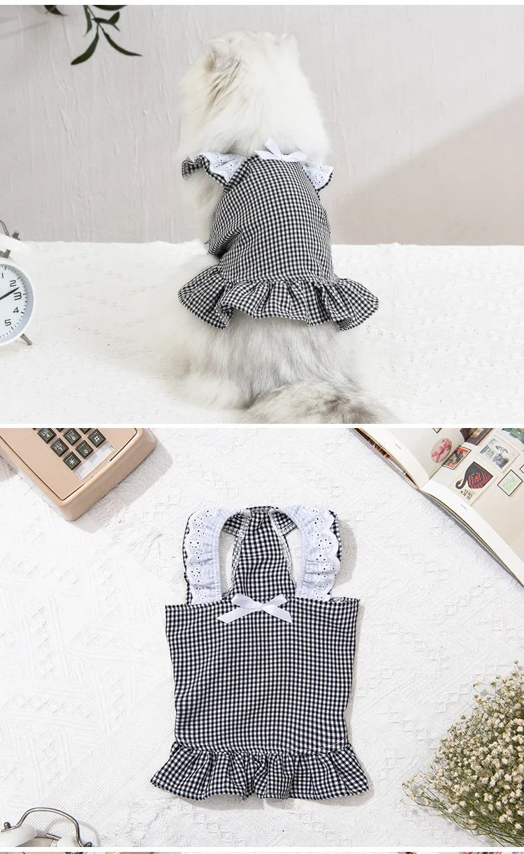 Pet Cat Skirt Summer Breathable White Lace Collar