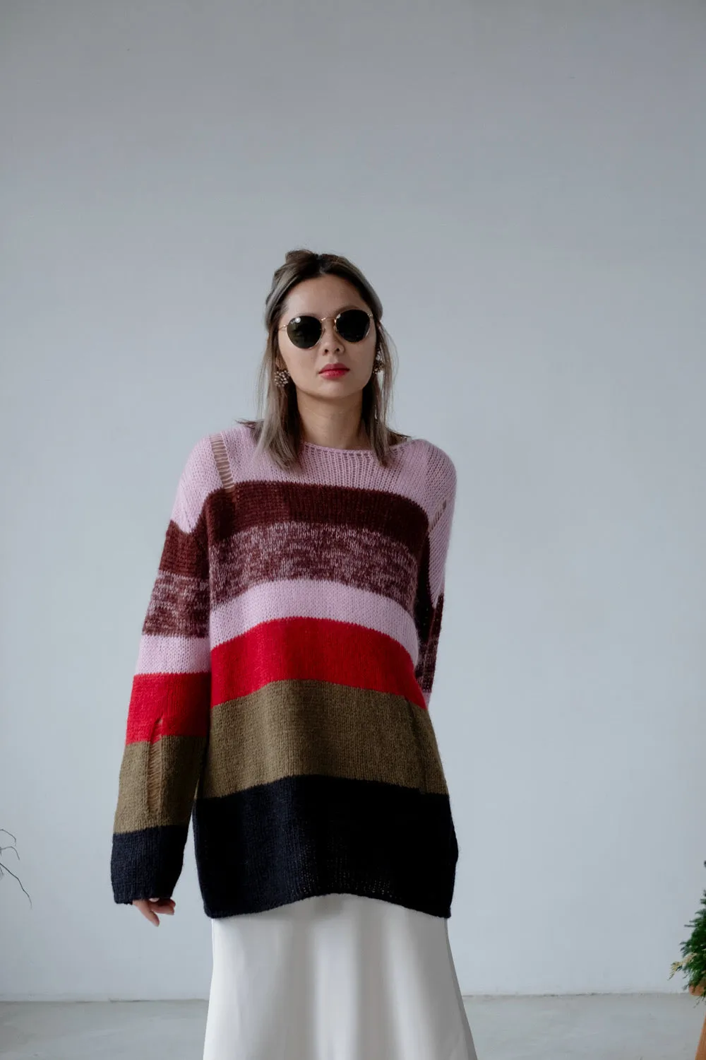 "THE OPEN " RED STRIPED KID MOHAIR SWEATER 🎄 *LAST ONE*