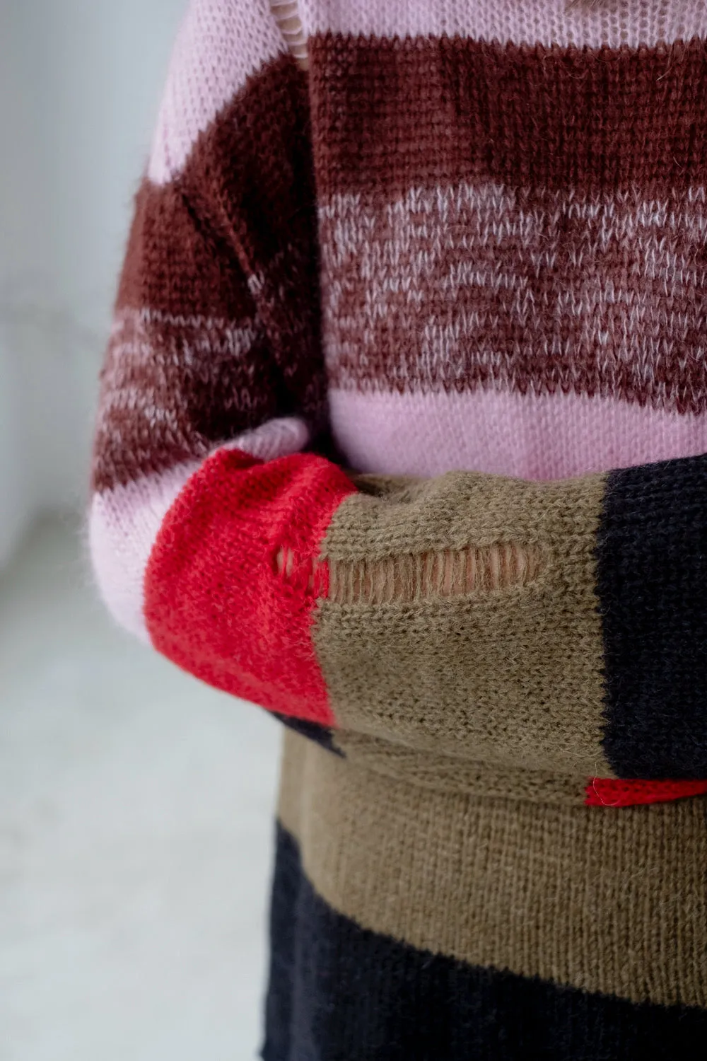 "THE OPEN " RED STRIPED KID MOHAIR SWEATER 🎄 *LAST ONE*