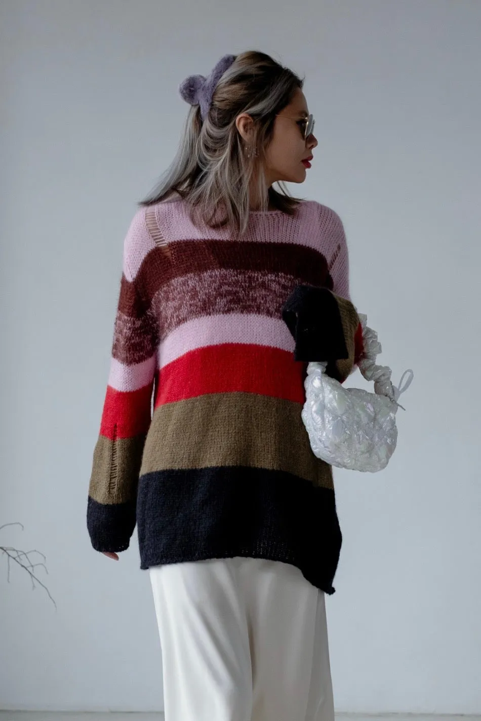 "THE OPEN " RED STRIPED KID MOHAIR SWEATER 🎄 *LAST ONE*