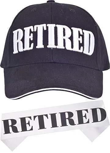 Retirement Gifts for Men, Retirement Party Hat, Officially Retired Sash and Hat Black