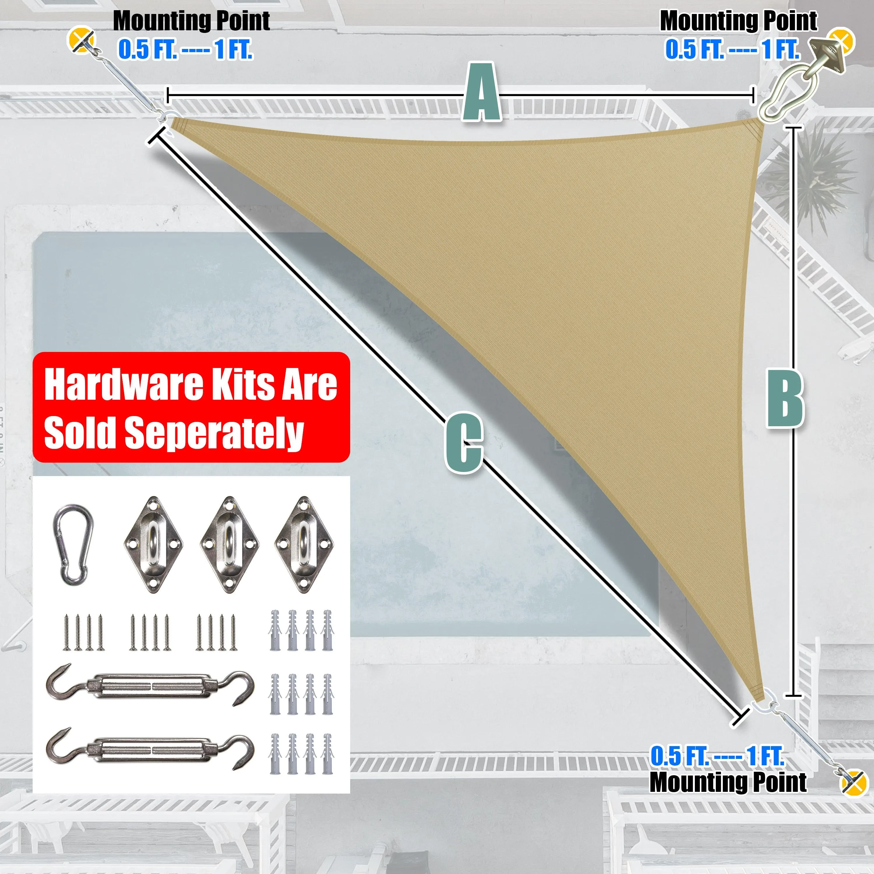 Right Triangle Sun Shade Sail