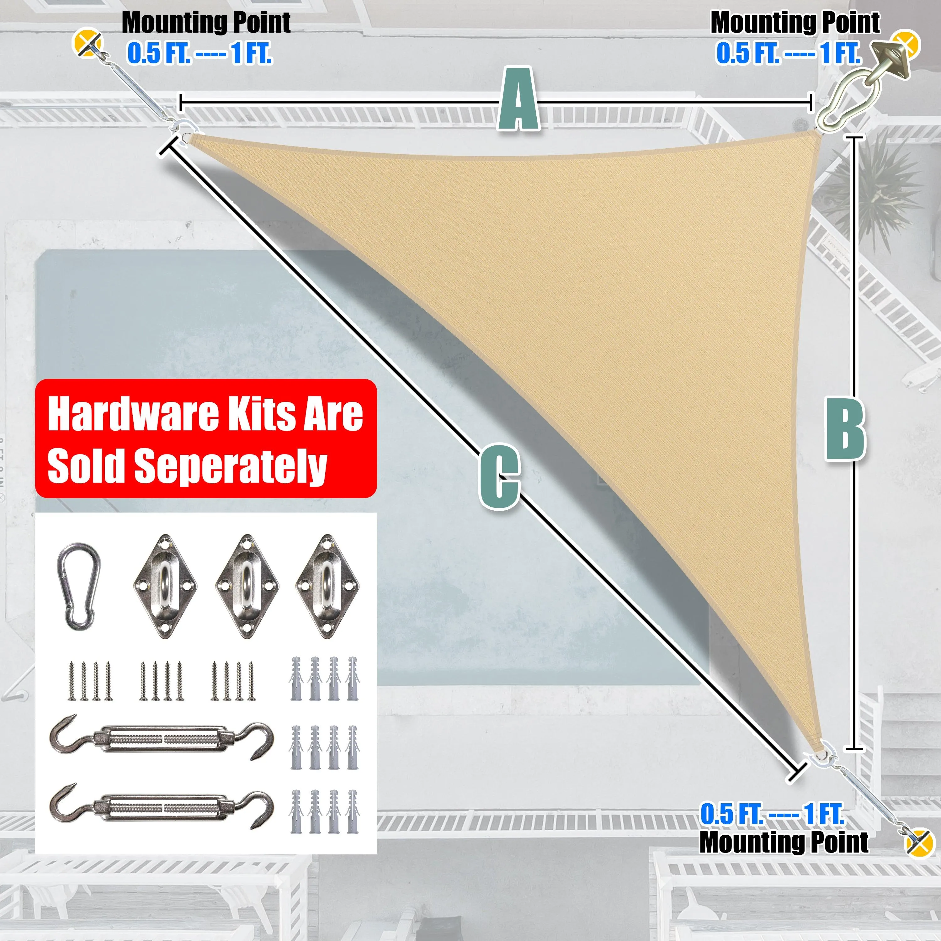 Right Triangle Sun Shade Sail