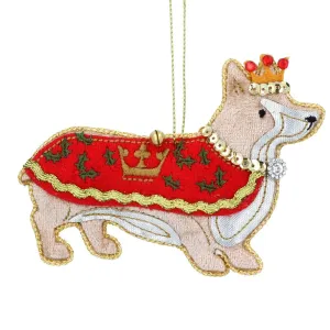 Royal Corgi with Crown Enbroidered Ornament