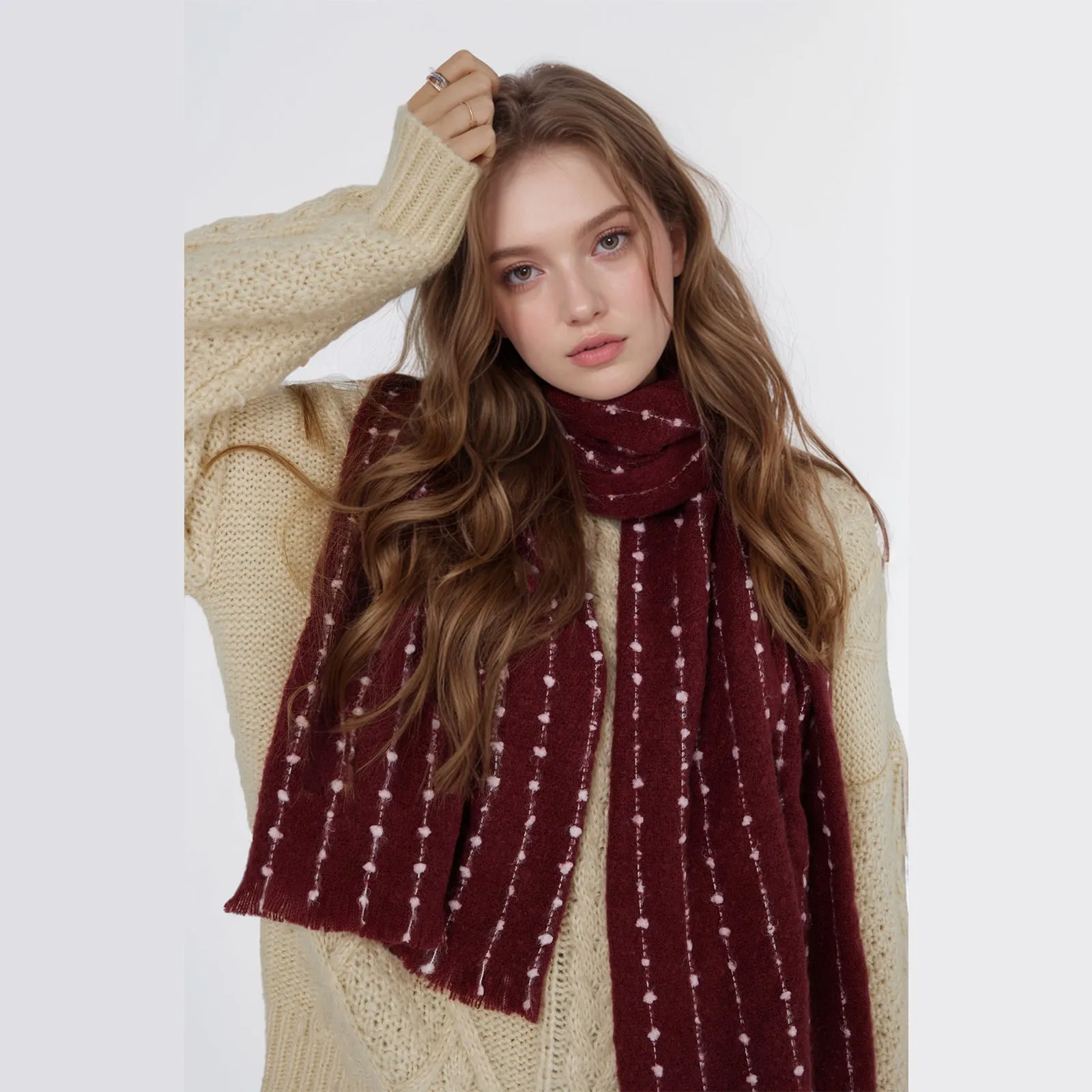 Simple Cozy Warm Stylish Elegant Comfortable Trendy High-end Polka Dot Scarf