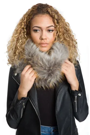 Soft Grey/Orange Highlight Faux Fur Snood