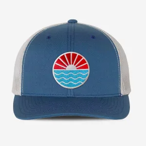 Sun Wave Trucker Hat - Steel Blue / Silver