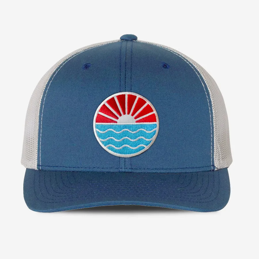 Sun Wave Trucker Hat - Steel Blue / Silver