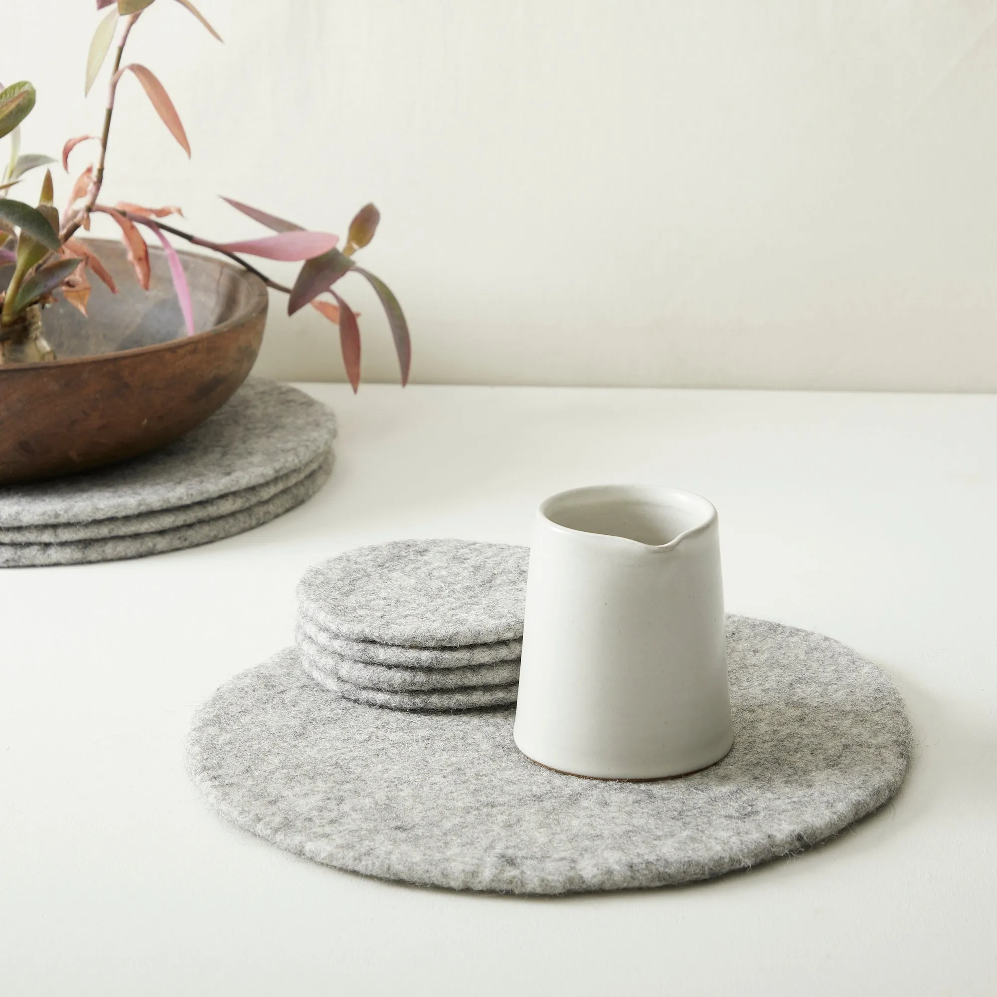 TOLA Handmade Eco Felt Coaster Vase Mat 4pc Set