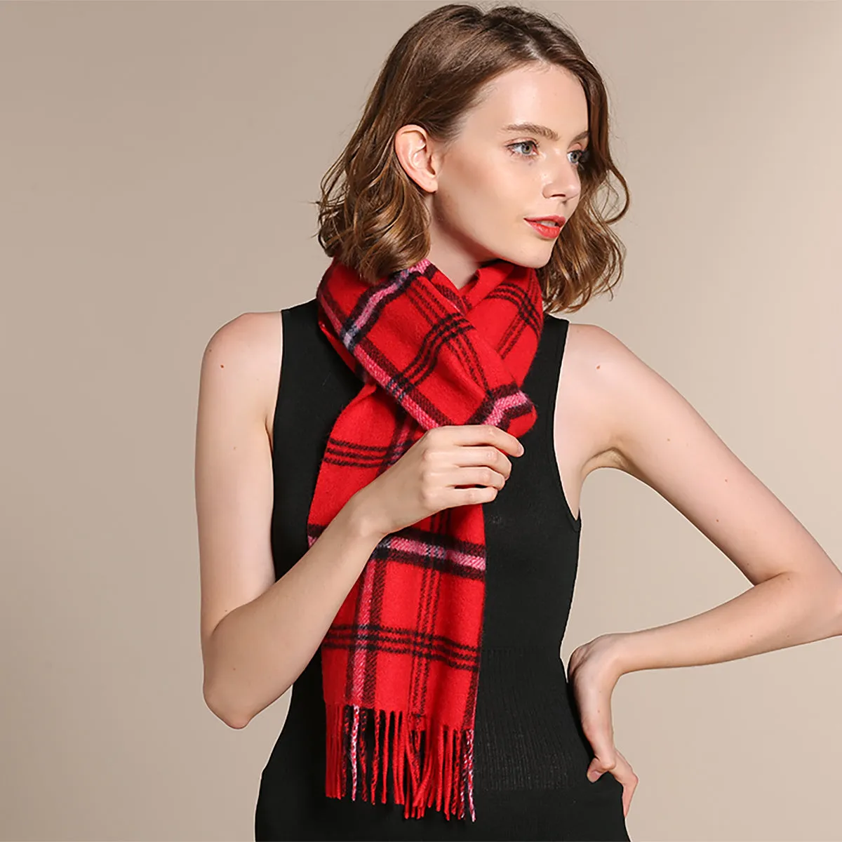 Ugg 100% Australian Merino Wool Reversible Scarf Red