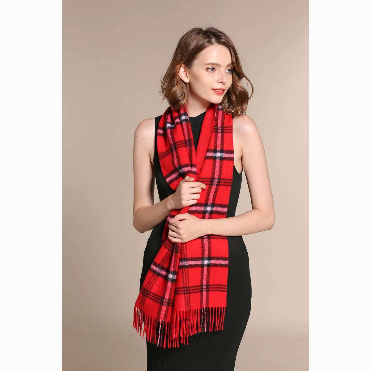 Ugg 100% Australian Merino Wool Reversible Scarf Red