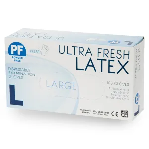 Ultra Fresh Powder Free Latex Gloves Clear 100pcs