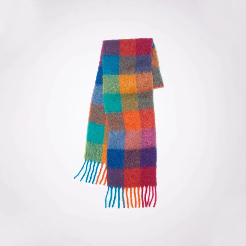 Warm Cozy Soft Thick Elegant Stylish Classic Trendy Checkered Rainbow Scarf