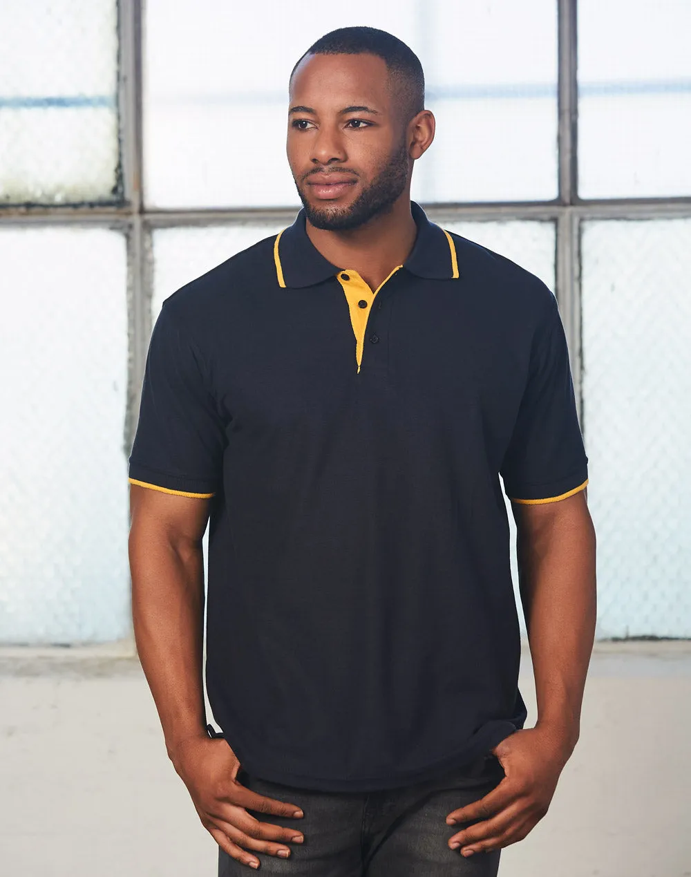 Winning Spirit Men's Contrast Pique Short Sleeve Polo 1st (11 Colour) (PS08)